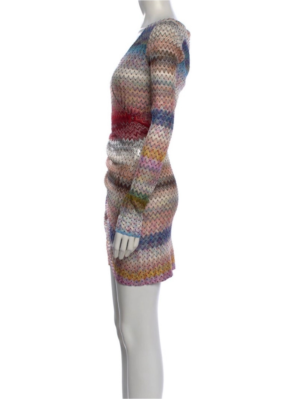 NEW MISSONI Silk Lined Faux Wrap Dress Neutrals
Printed ZIGZAG Ombré Striped 40 - Picture 3 of 5
